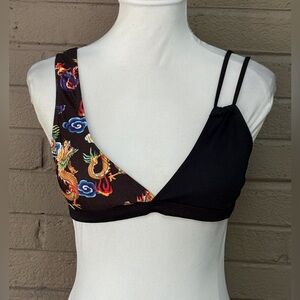 SHEIN dragon print bikini top L